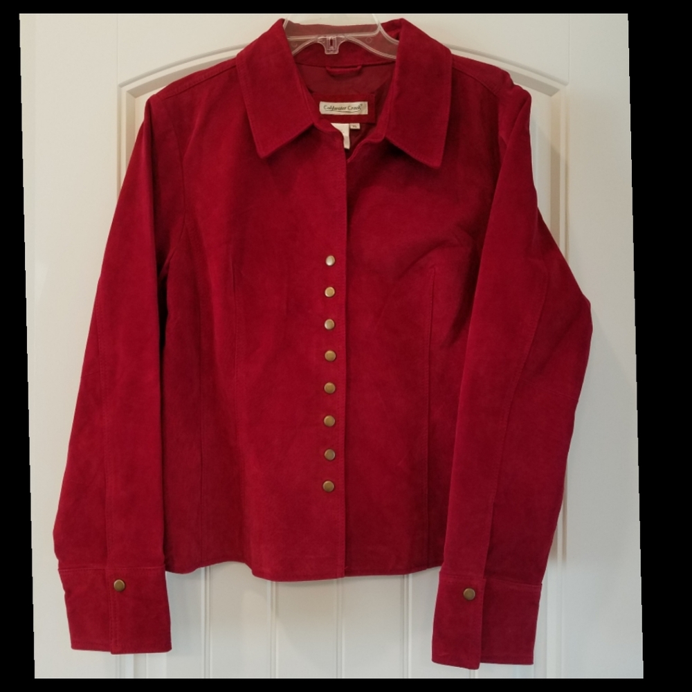 Coldwater Creek Red Leather Blazer XL